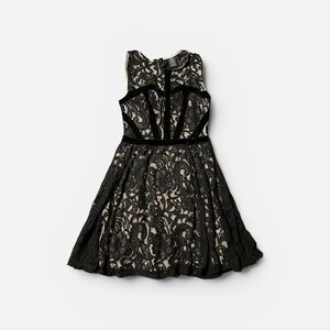 Fire Los Angeles Black Lace Fit-and-Flare Dress with Nude Underlay